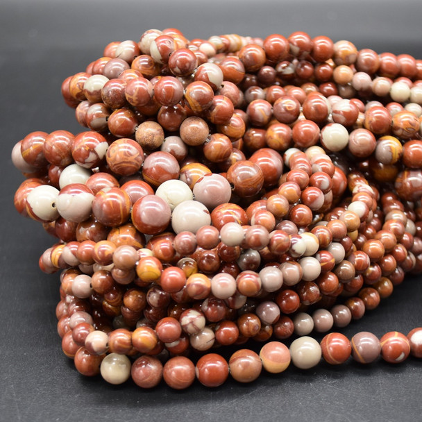 Natural Landscape Jasper Semi-Precious Crystal Gemstone Round Beads - 4mm, 6mm, 8mm, 10mm sizes - 14" strand