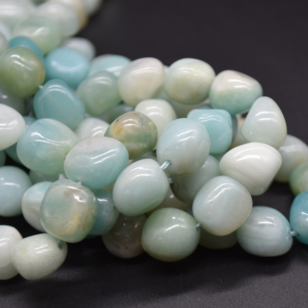 Natural Amazonite Semi-precious Gemstone Pebble Tumbled stone Nugget Beads - approx 10mm - 12mm - 15'' Strand