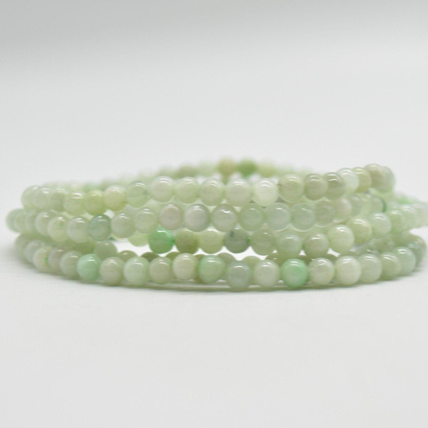 Natural Jadeite Semi-Precious Round Gemstone Crystal Bracelet, Sample Strand - 4mm  - 1 Count - 7 - 7.5 inches