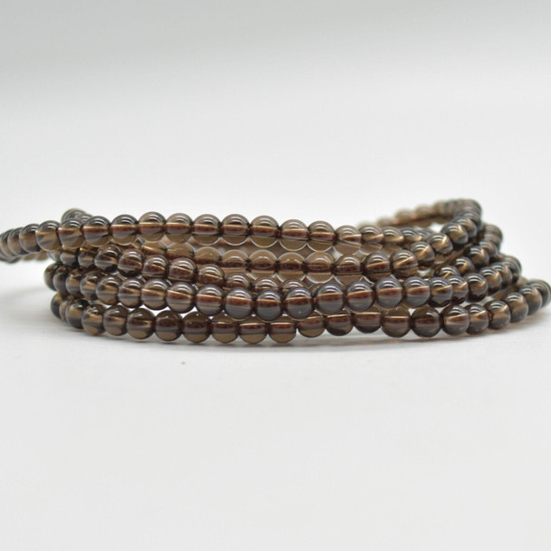 Natural Smoky Quartz Semi-Precious Round Gemstone Crystal Bracelet, Sample Strand - 4mm  - 1 Count - 7 - 7.5 inches