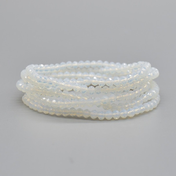 Opalite Moonstone FACETED Round Gemstone Crystal Bracelet, Sample Strand - 4mm  - 1 Count - 7.5 inches