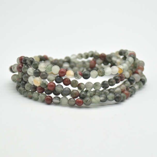 Natural African Blood Jasper Semi-Precious Round Gemstone Crystal Bracelet, Sample Strand - 4mm  - 1 Count - 7 - 7.5 inches