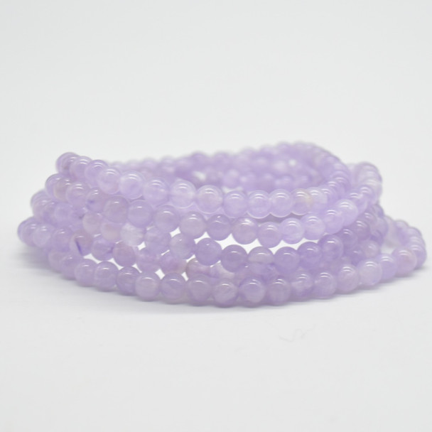 Natural Lavender Amethyst Semi-Precious Round Gemstone Crystal Bracelet, Sample Strand - 4mm  - 1 Count - 7 - 7.5 inches