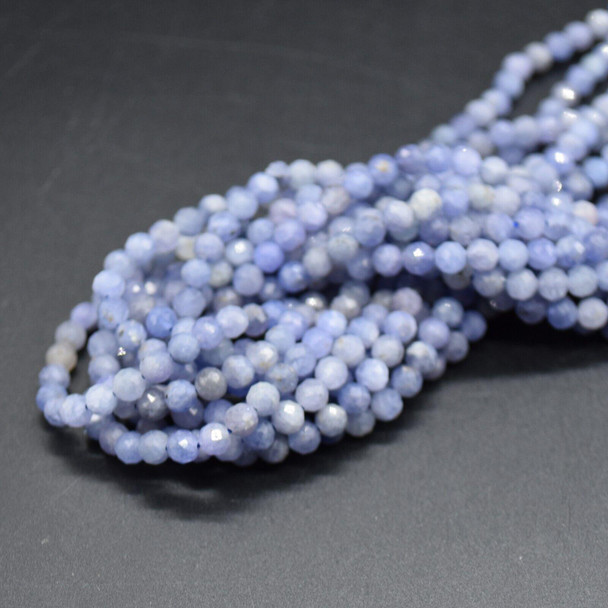 Natural Tanzanite Semi-precious Gemstone Faceted Round Beads - 4mm - 15'' Strand