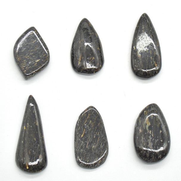 Natural Greenland Nuummite Semi-precious Gemstone Irregular Shaped Pendants - 1 Count - 6 Options - No Chain