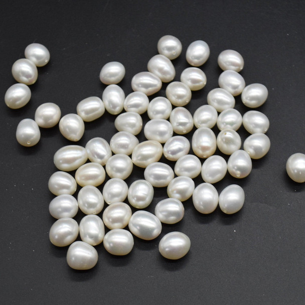 High Quality Natural Freshwater Rice Pearl Beads for Earrings or Pendants - Pink/White - 10mm - 11mm x 8mm - 9mm - 1 Count - 2 Options