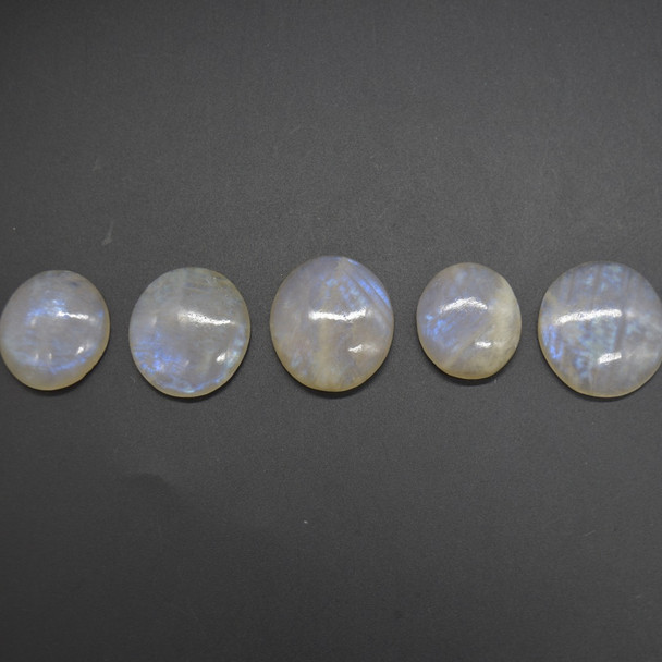 Natural Large Rainbow Moonstone Semi-precious Round Gemstone Cabochons  - 1 Count  - 5 Options