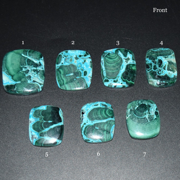 Natural Large Malachite with Chrysocolla Semi-precious Rectangular Gemstone Cabochons  - 1 Count  - 7 Options