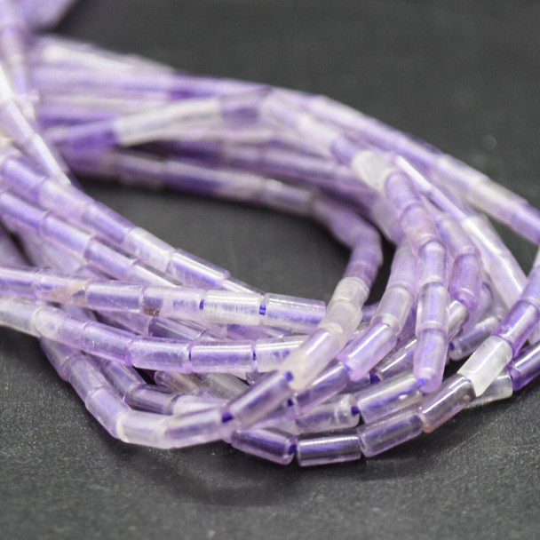 Natural Amethyst Semi-precious Gemstone Round Tube Beads - 4mm x 2mm - 15'' Strand