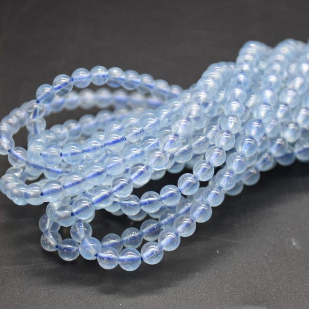 Natural Grade AAA Aquamarine Semi-Precious Gemstone Round Beads - 4mm - 21'' Strand