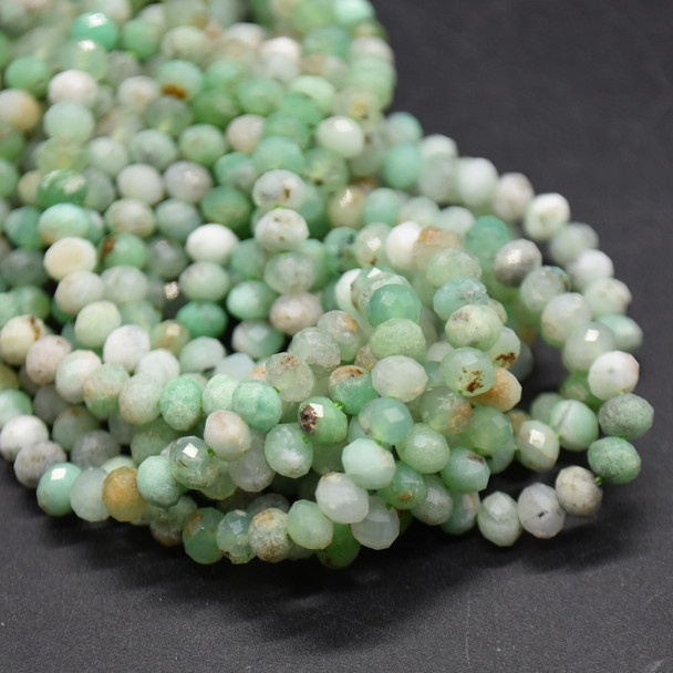Natural Australian Chrysoprase Semi-Precious Gemstone FACETED Rondelle Spacer Beads - 4mm x 3mm - 15'' Strand
