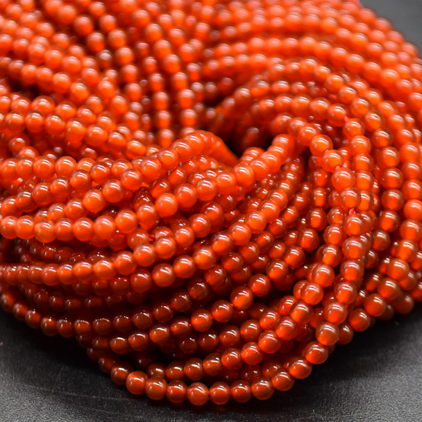 High Quality Grade A Red Agate Semi-Precious Gemstone Round Beads - 2mm - 15'' Strand