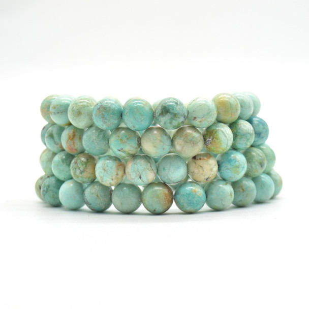 Peruvian Turquoise Semi-precious Gemstone Round Beads Sample strand / Bracelet - 10mm - 7.5 inches