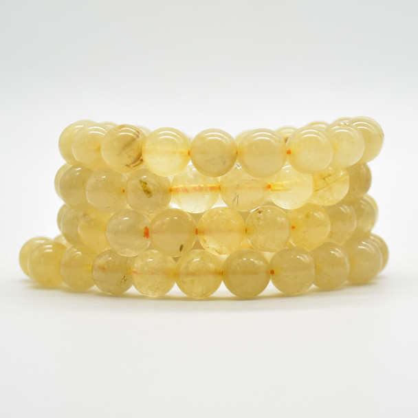 Gold Rutilated Quartz Semi-precious Gemstone Round Beads Sample strand / Bracelet - 10mm - 7.5 inches