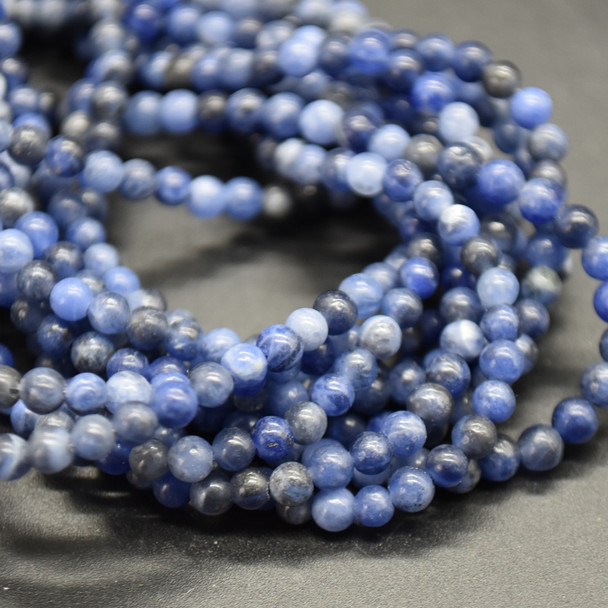 Natural Sodalite SMOOTH Round Semi-precious Gemstone Beads - 3mm - 15'' Strand 