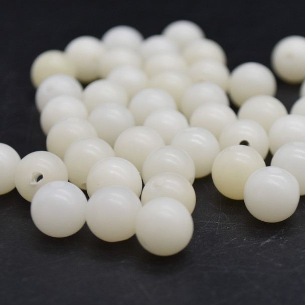 Natural Ivory White Bodhi Root Round Beads - 100 beads - Loose Mala Prayer Beads - 8mm