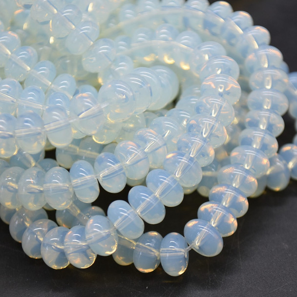 Opalite Smooth Rondelle / Spacer Beads - 8mm x 4mm - 5mm - 14'' Strand