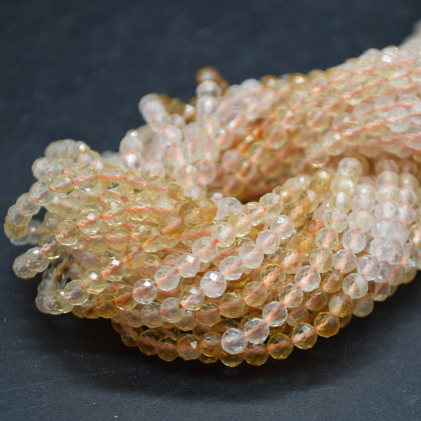 Heat Treated Mixed Citrine Semi-precious Gemstone FACETED Round Beads - 3mm - 15'' Strand