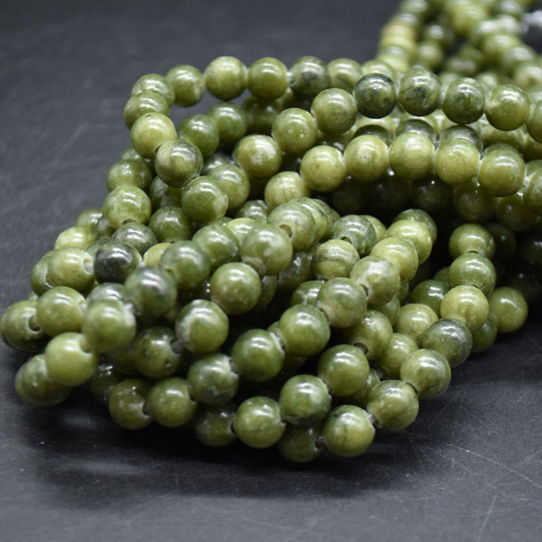 Large Hole (2.5mm) Beads -  Natural Green Jade Semi-Precious Gemstone Round Beads - 8mm - 15'' strand Large Hole (2.5mm) Beads -  Natural Green Jade Semi-Precious Gemstone Round Beads - 8mm - 15'' strand