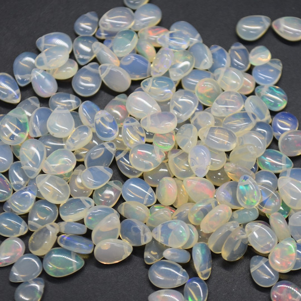 Ethiopian Welo Opal (Cream) Teardrop Beads - 6mm - 8mm - 2 Pair (4pcs) - for Jewellery Making - Top Grade