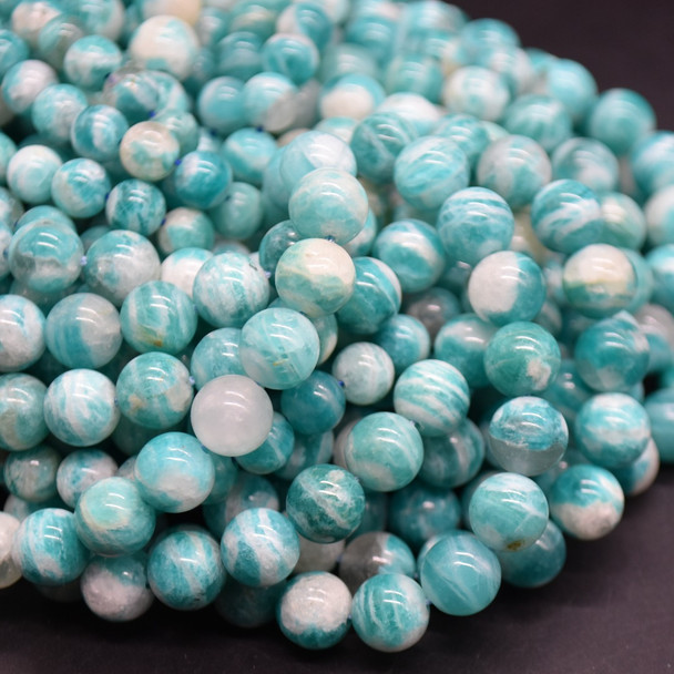 Amazonite (Pale Teal Green) Round Beads -  6mm, 8mm sizes - 15'' Strand, for Jewellery Making