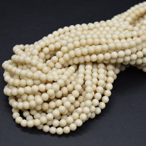 River Stone (cream) Jasper Semi-precious Gemstone Round Beads - 3mm - 14'' Strand