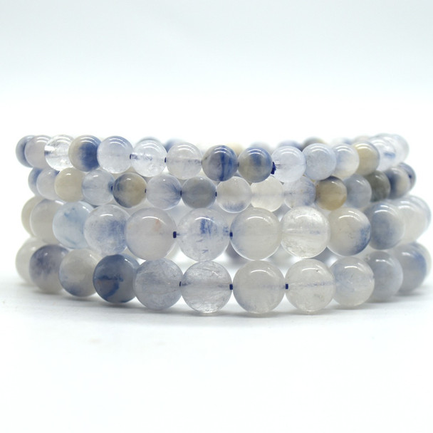 Dumortierite in Quartz Round Bead Sample Strand / Bracelet - 6mm, 8mm Sizes - 7.5 inches Dumortierite in Quartz Round Bead Sample Strand / Bracelet - 6mm, 8mm Sizes - 7.5 inches