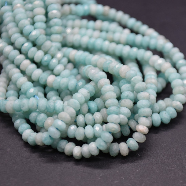 Amazonite FACETED Rondelle Spacer Beads - 4mm x 2mm - 15'' Strand, for Jewellery Making