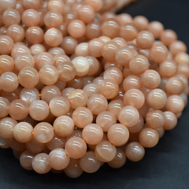 Sunstone in Peach Moonstone Round Beads - 4mm, 6mm, 8mm Sizes -15'' Strand, for Jewellery Making