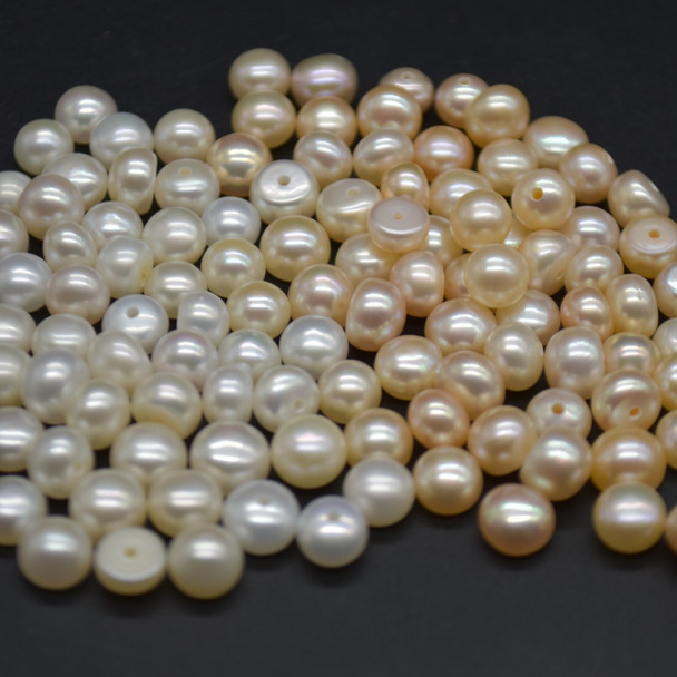 Freshwater Half Drilled Dome Button Pearl Beads - 6mm - 7mm - White, Cream, Purple, Pink - 5 Pairs (10 pcs)