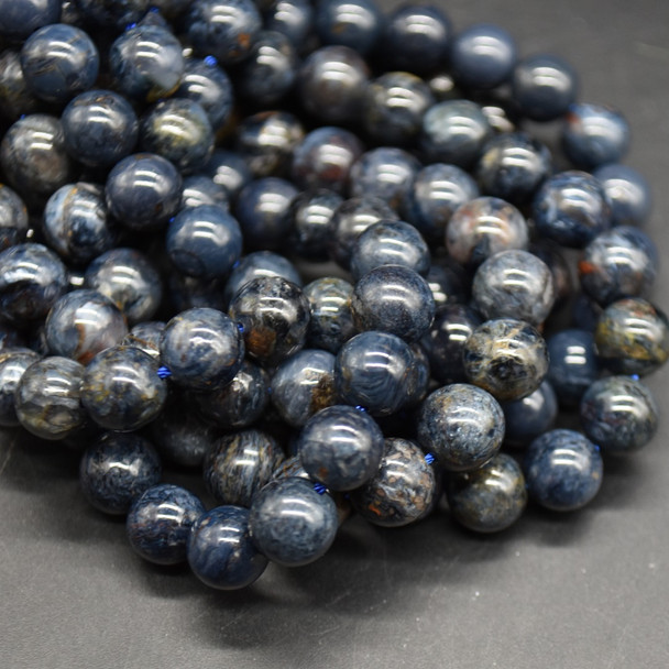 Blue Pietersite Gemstone Round Beads - 8mm - 15'' Strand, for Jewellery Making - Grade AA
