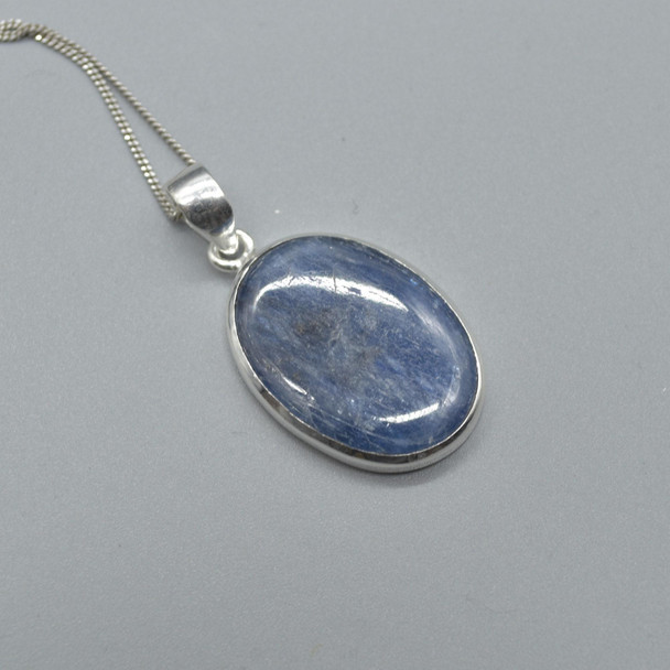 Blue Kyanite Oval Pendant in Sterling Silver - 1 Piece - 2.6cm-2.7cm - No Chain - 3 Options