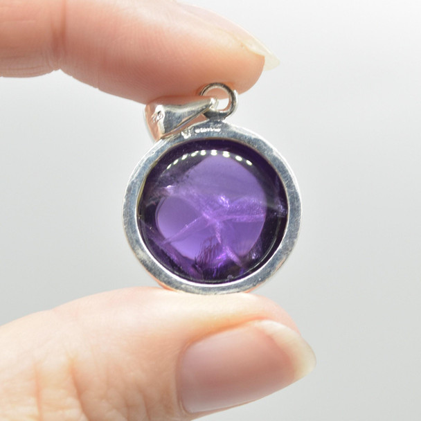 Amethyst Pendant in 925 Silver , 1 Piece,  2.3-2.4cm,  No Chain - 7 Options