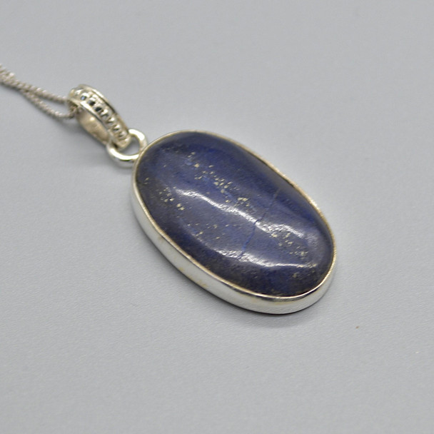 Lapis Lazuli Pendant in 925 Silver , 1 Piece,  3cm,  No Chain