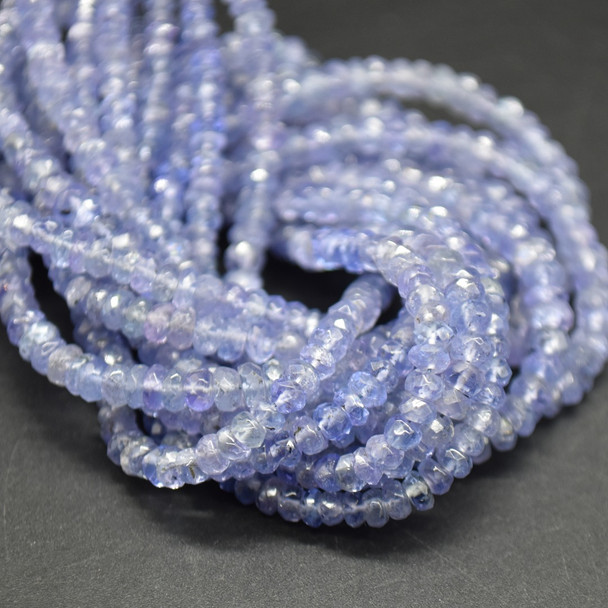 Tanzanite Irregular Faceted Rondelle Beads, 3-4mm x 1.8-3mm, 20'' Strand - Gemstone Beads for Jewellery Tanzanite Irregular Faceted Rondelle Beads, 3-4mm x 1.8-3mm, 20'' Strand - Gemstone Beads for Jewellery