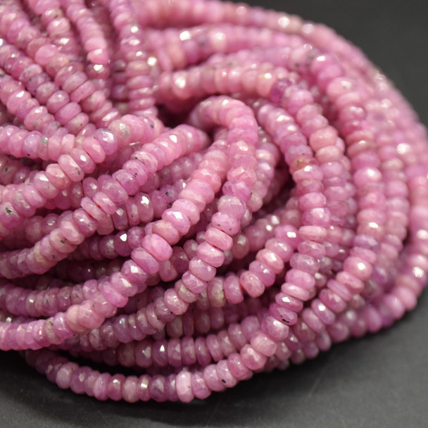 Pink Sapphire Irregular Faceted Rondelle Beads, 2.5-5mm x 1.5-3mm, 16'' Strand  Gemstone Beads for Jewellery