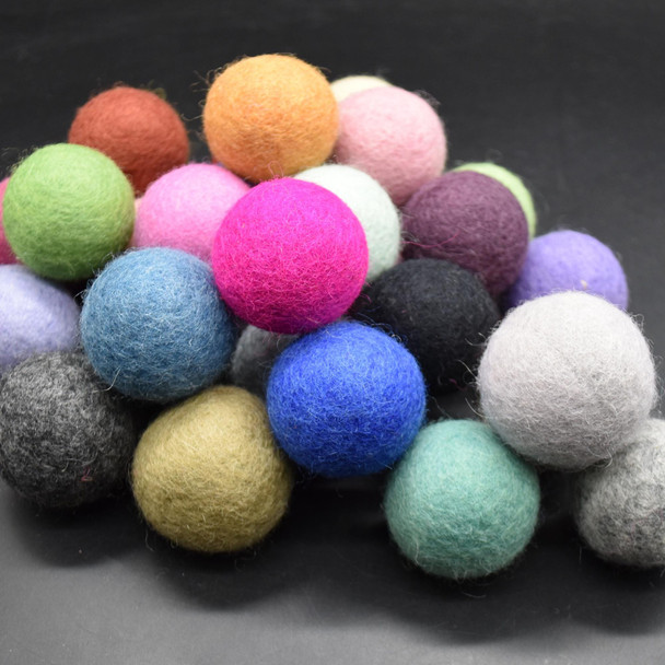 4cm Felt Balls - 30 Count - Assorted Colours - Craft Supplies