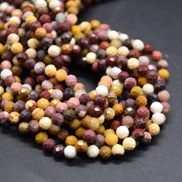 Mookaite FACETED Round Beads - 4mm - 15'' Strand - Gemstone Beads for Jewellery Making