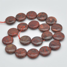 30mm Natural Coffee Jasper Coin Disc Beads 5 