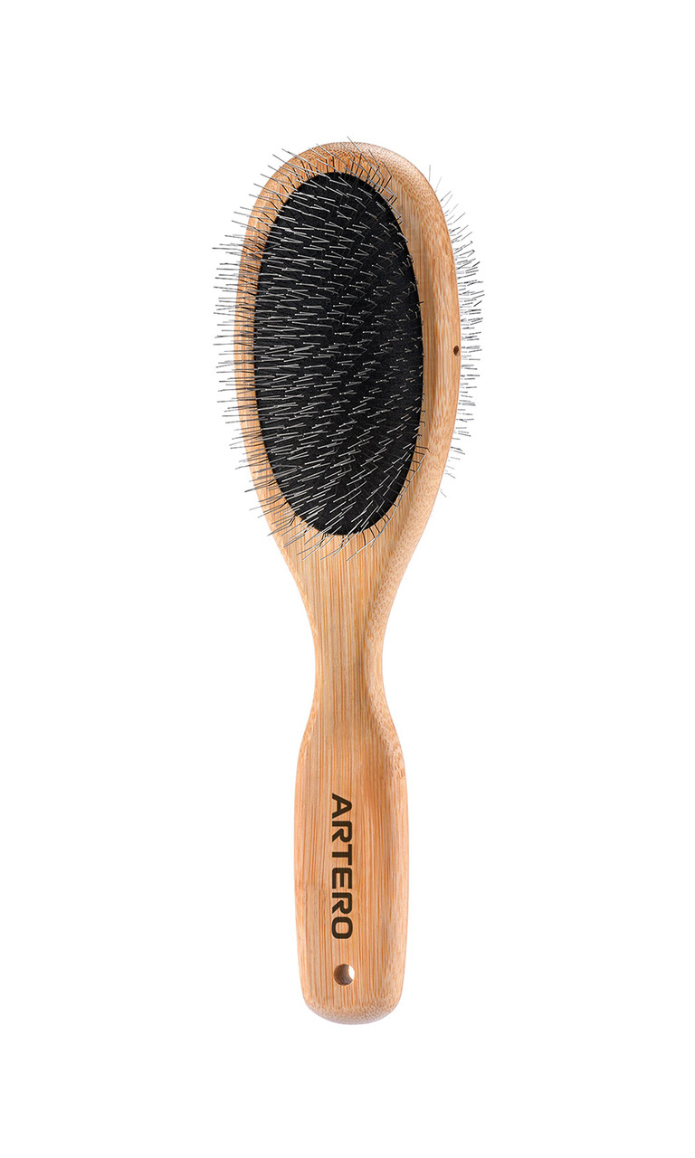 ARTERO Nature Collection Protected PIN Slicker Brush For Dogs & Cats - Size M, Bamboo Handle, Gentle On Skin