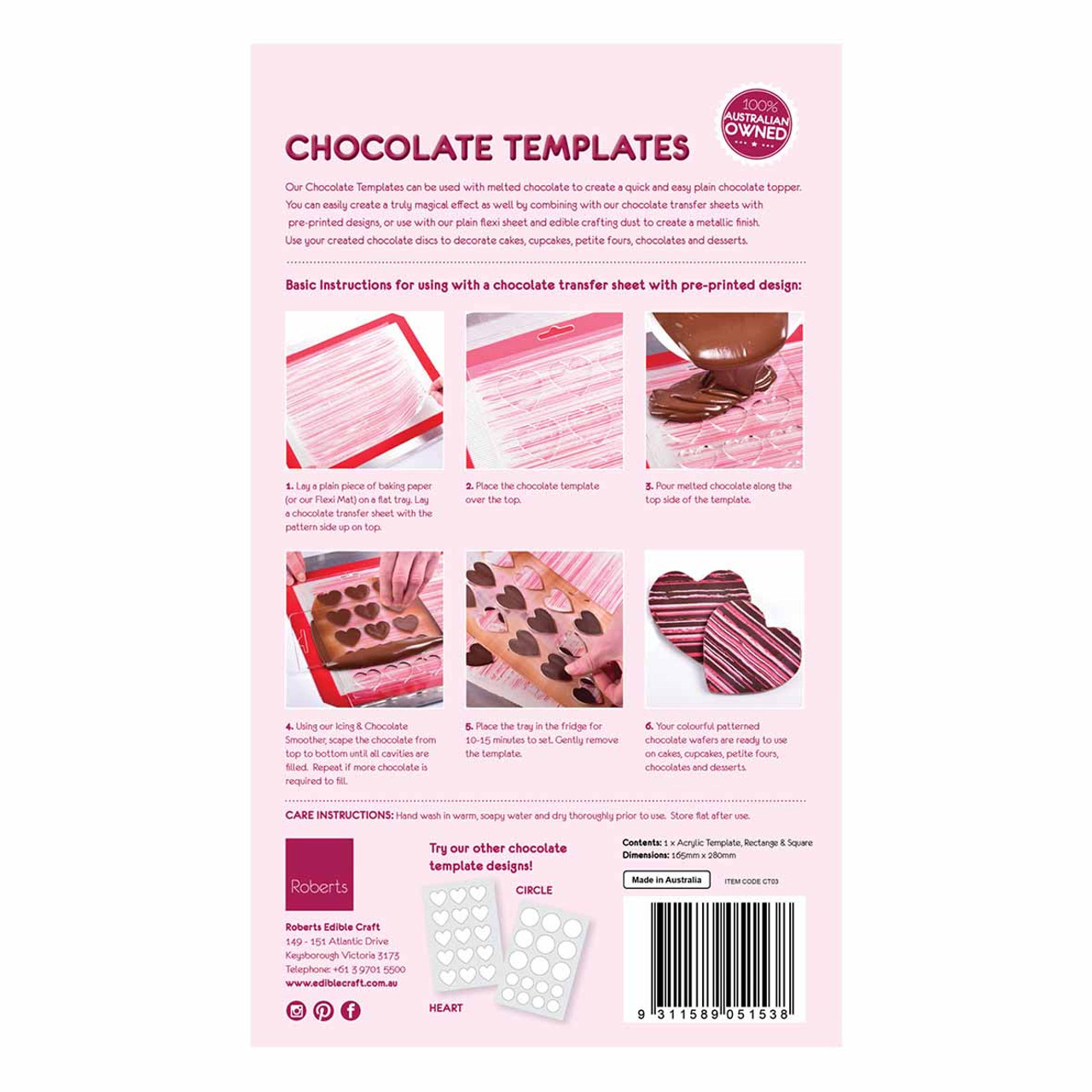 Chocolate Template (Chablon) Squares 