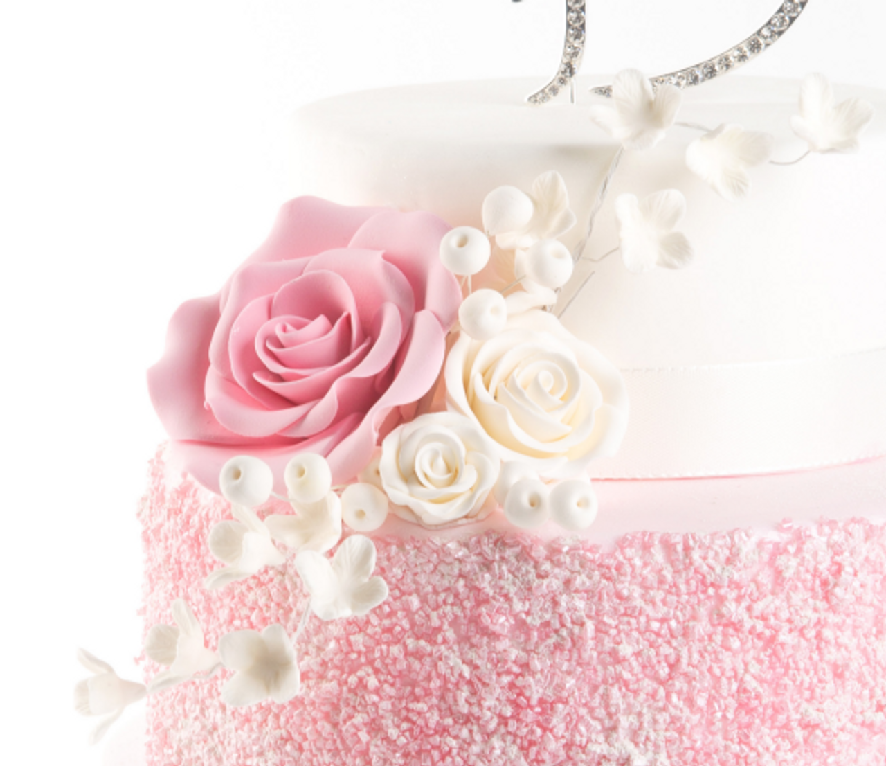 Example of a Cake you can create using the white floral bud spray with the additional of other floral pieces.