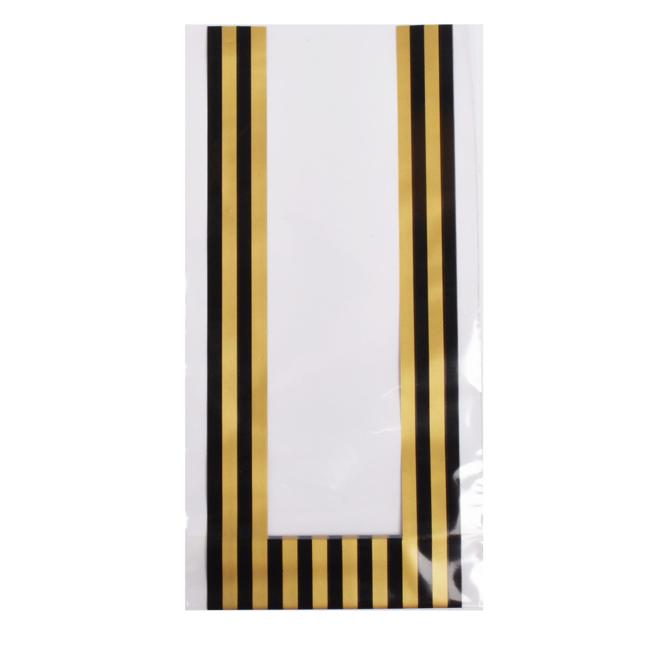 BULK 1,000 - Black & Gold Striped printed Bag 10.5 x 21 cms