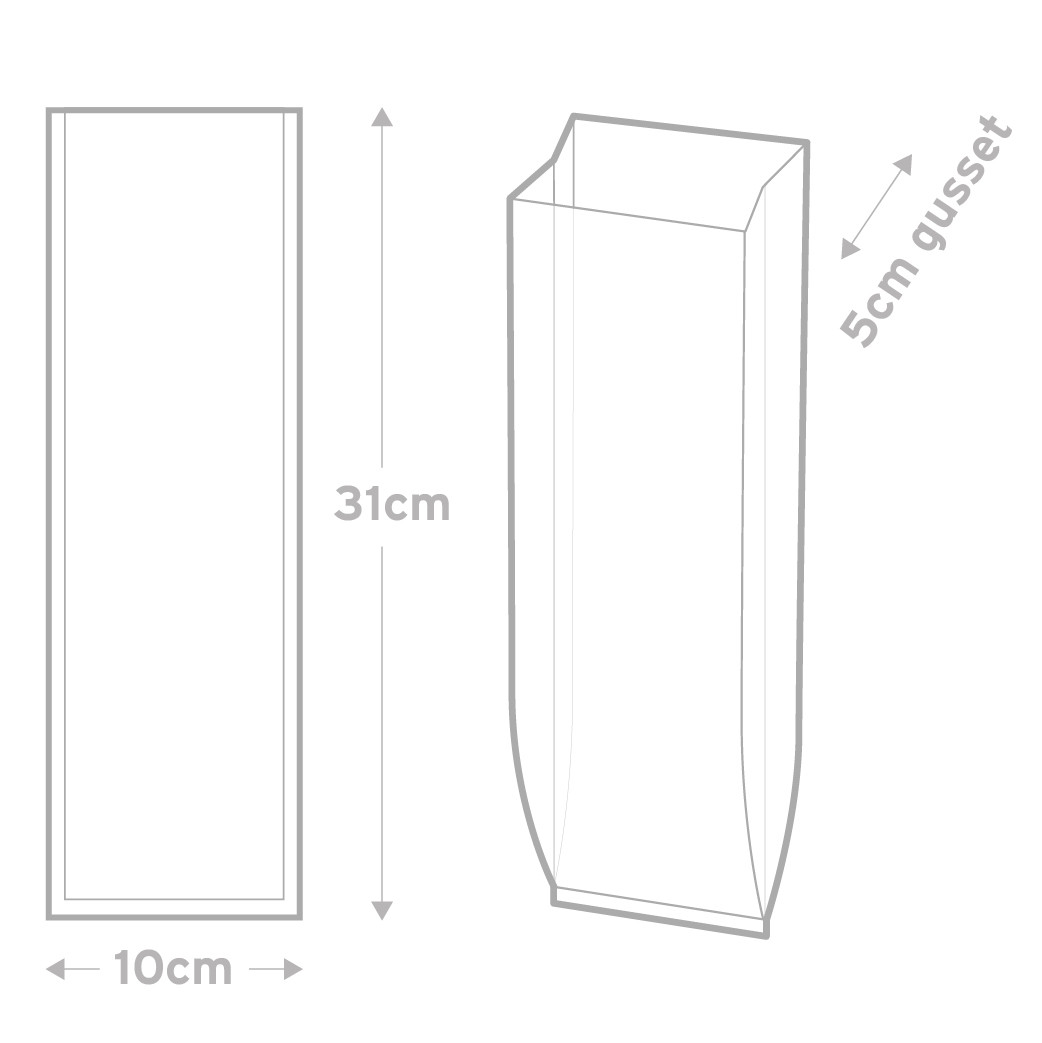 Plain Bag 10 x 31 cms - Pkt 50 - Size 3