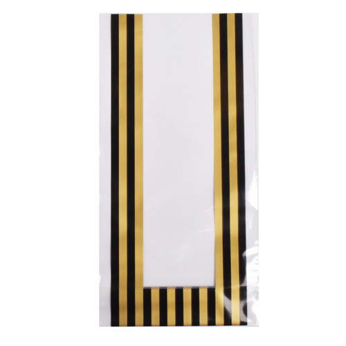 Black & Gold Striped printed Bag 10.5 x 21 cms