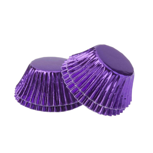 Foil Mini Cupcake Cups Purple x 30 Pack