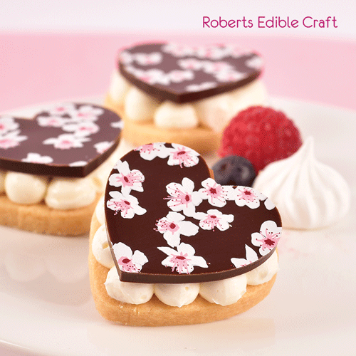 Valentines Cherry Blossom Heart Cookies