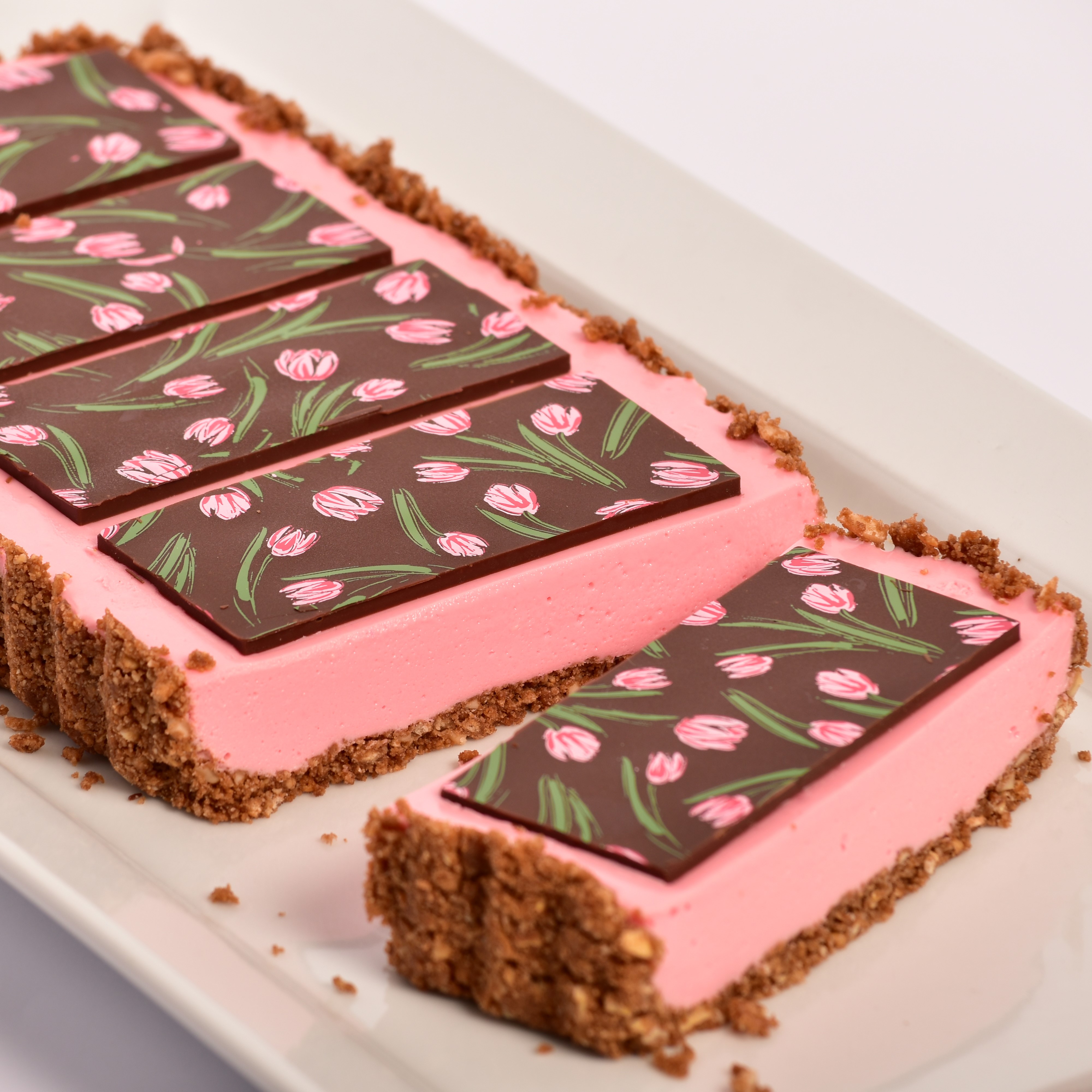 Raspberry Tulip Cheesecake Slice