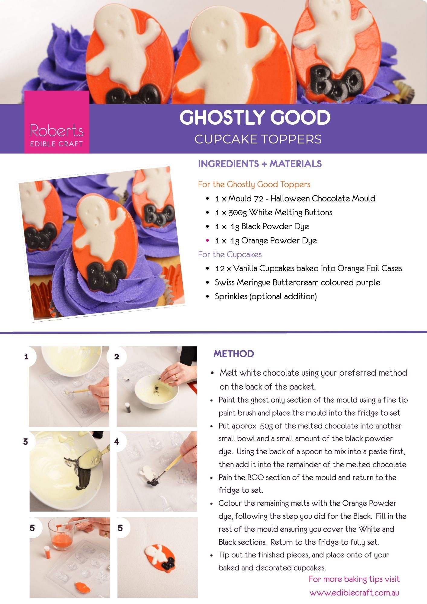 Halloween Ghost Toppers Recipe Sheet