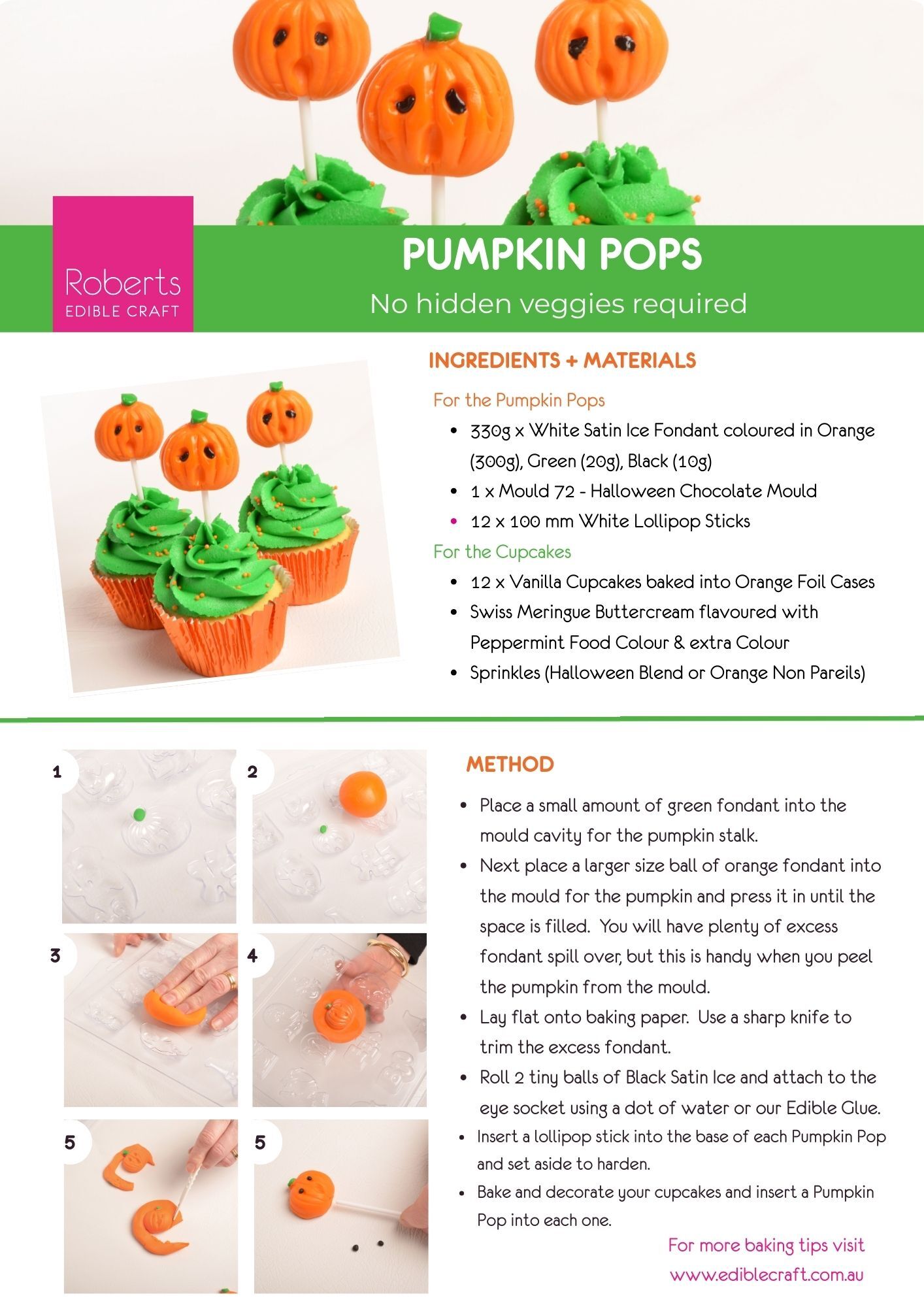 Pumpkin Pops Recipe Sheet